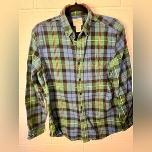 L.L. Bean Women’s Plaid Flannel Shirt - Blue, Green, and Black Size S